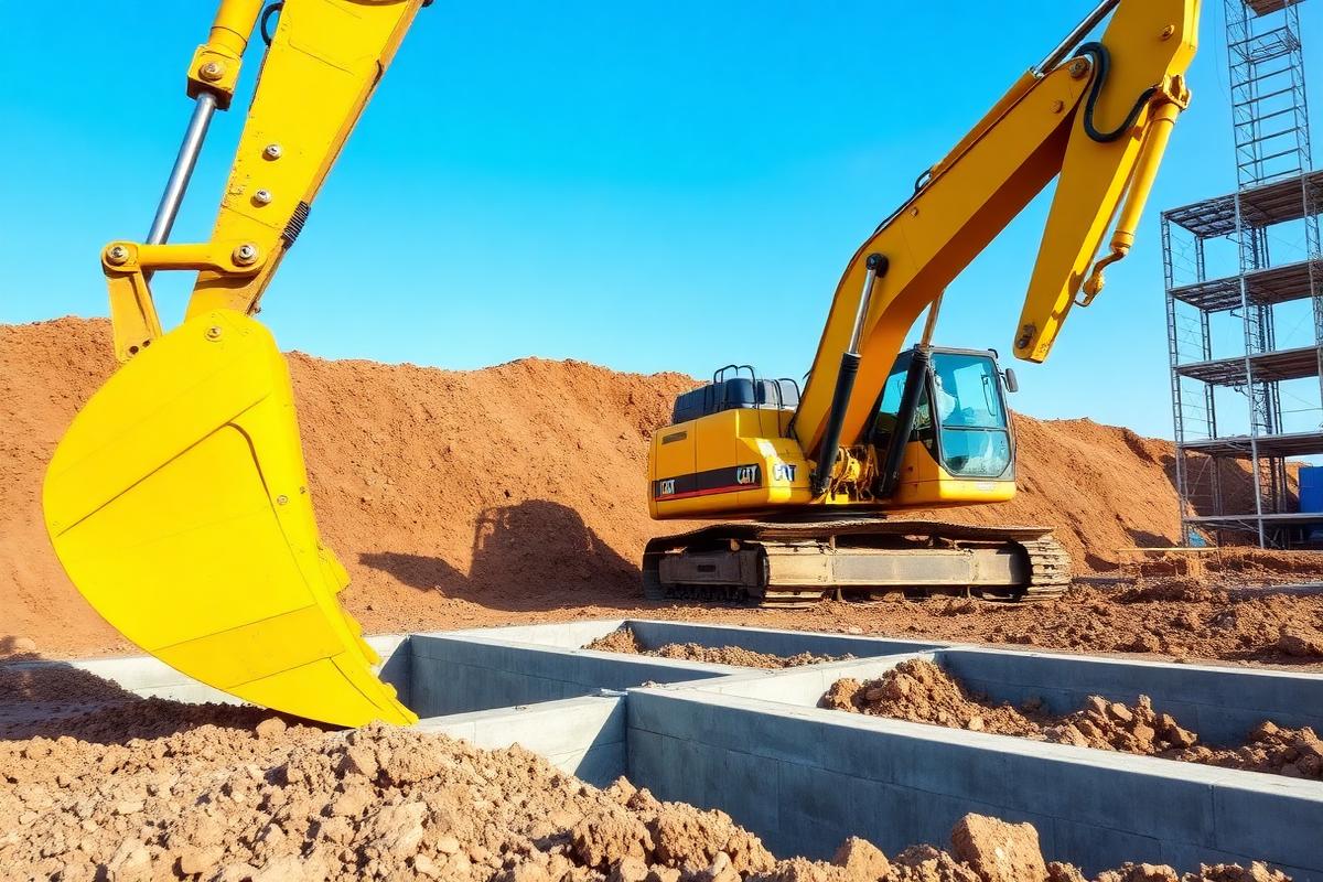 Excavator digging foundation