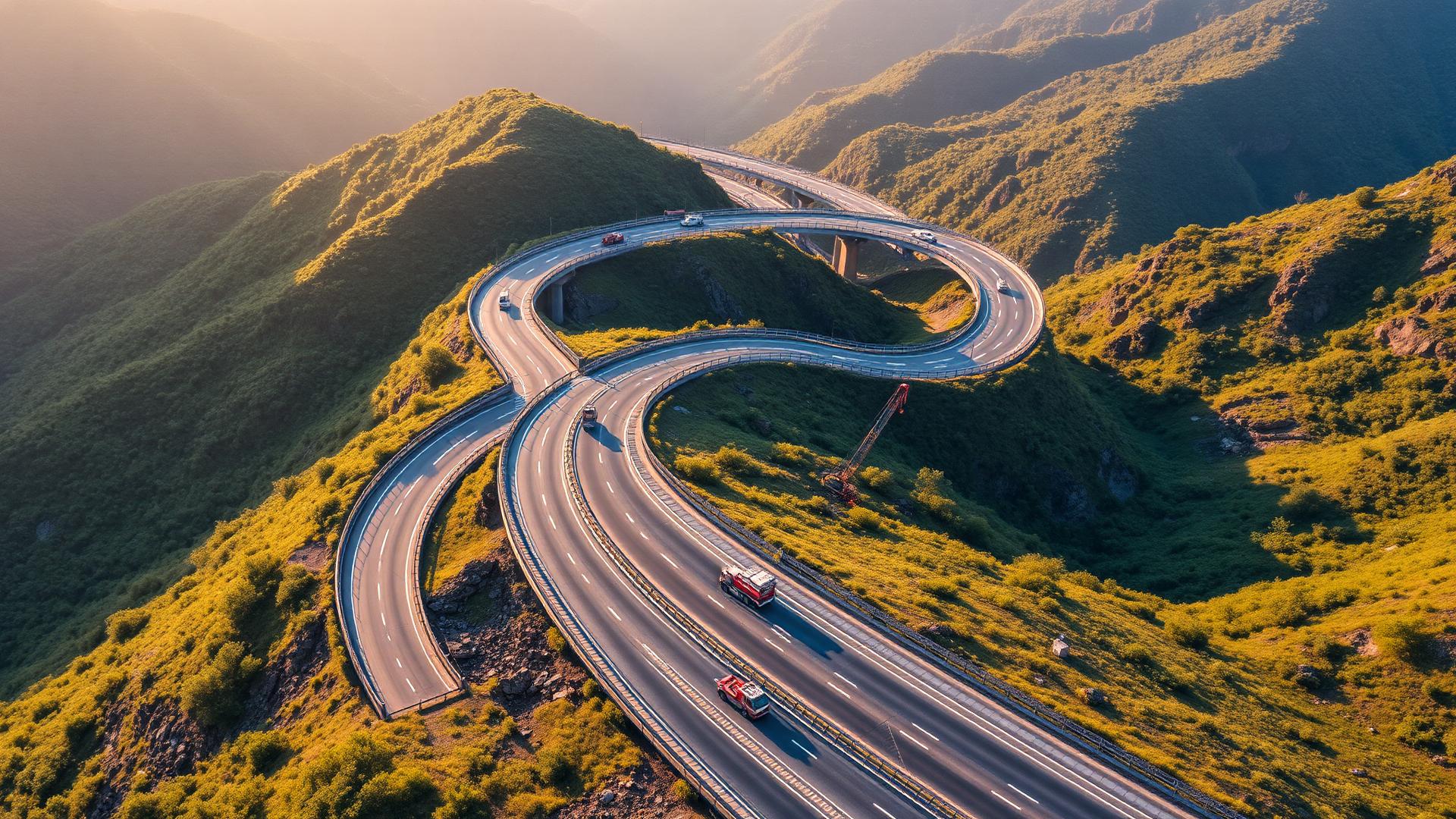 Mountain highway aerial view